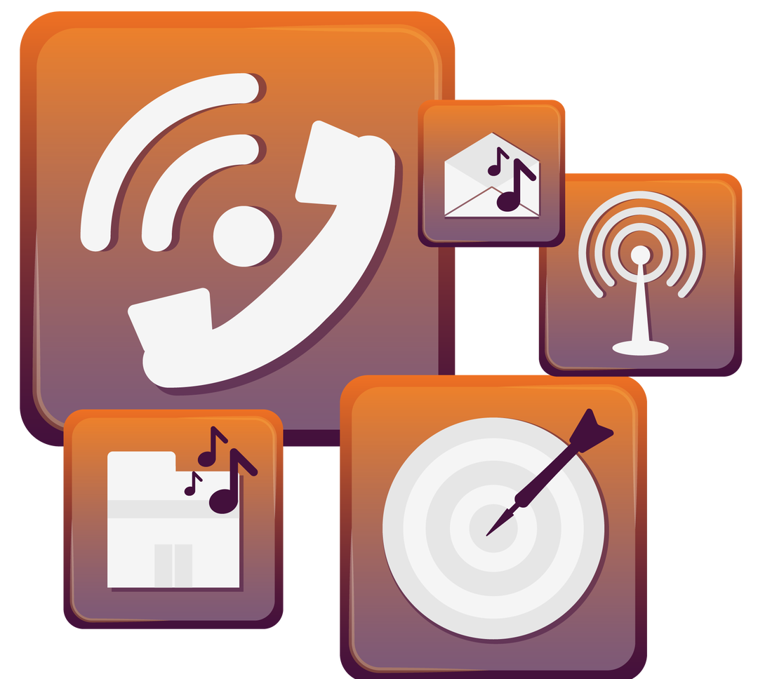 Icons representing audio publishi